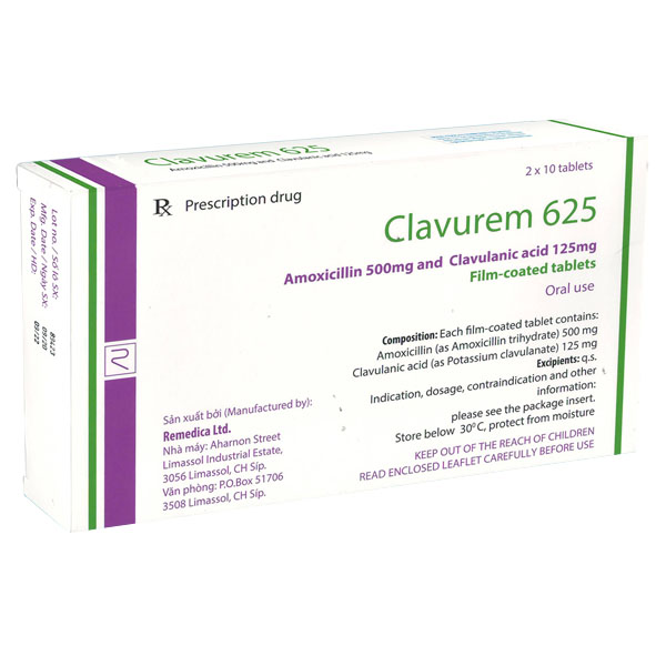 Quy cách đóng gói Thuốc Clavurem 625 Quy cách đóng gói Thuốc Clavurem 625