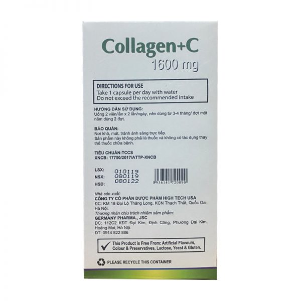 Quy cách đóng gói Collagen + c 1600mg total body health Quy cách đóng gói Collagen + c 1600mg total body health