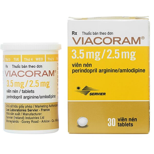 Quy cách đóng gói thuốc Viacoram 3.5mg/2.5mg (Hộp 30 viên)