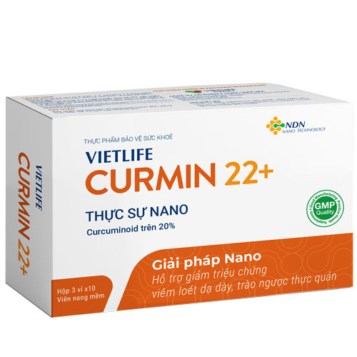 Thuốc Vietlife Curmin 22+ - Giảm triệu chứng viêm loét dạ dày Thuốc Vietlife Curmin 22+ - Giảm triệu chứng viêm loét dạ dày