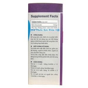 Thành phần của Thuốc Zin C Max 100ml