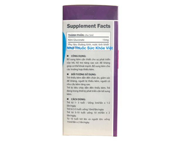 Thành phần của Thuốc Zin C Max 100ml Thành phần của Thuốc Zin C Max 100ml