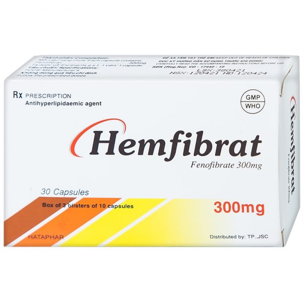 Hemfibrat 300mg - Thực phẩm chức năng giúp giảm mỡ máu